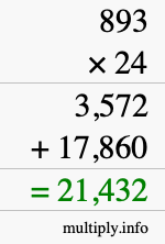 How to calculate 893 times 24 using long multiplication How to calculate 893 times 24 using long multiplication