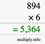 How to calculate 894 times 6 using long multiplication