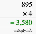 How to calculate 895 times 4 using long multiplication
