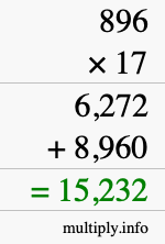 How to calculate 896 times 17 using long multiplication