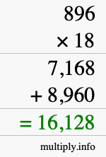 How to calculate 896 times 18 using long multiplication