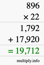 How to calculate 896 times 22 using long multiplication