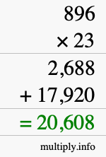 How to calculate 896 times 23 using long multiplication