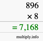How to calculate 896 times 8 using long multiplication