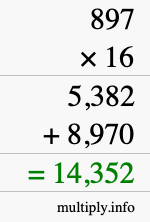 How to calculate 897 times 16 using long multiplication How to calculate 897 times 16 using long multiplication