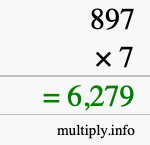 How to calculate 897 times 7 using long multiplication