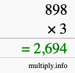 How to calculate 898 times 3 using long multiplication How to calculate 898 times 3 using long multiplication