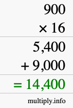 How to calculate 900 times 16 using long multiplication How to calculate 900 times 16 using long multiplication