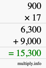 How to calculate 900 times 17 using long multiplication