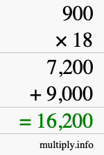 How to calculate 900 times 18 using long multiplication How to calculate 900 times 18 using long multiplication