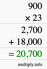 How to calculate 900 times 23 using long multiplication