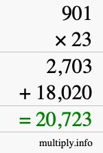 How to calculate 901 times 23 using long multiplication