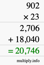 How to calculate 902 times 23 using long multiplication How to calculate 902 times 23 using long multiplication