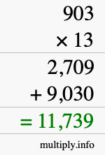 How to calculate 903 times 13 using long multiplication