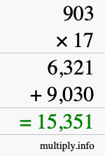 How to calculate 903 times 17 using long multiplication