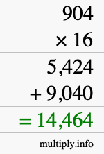 How to calculate 904 times 16 using long multiplication How to calculate 904 times 16 using long multiplication
