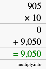 How to calculate 905 times 10 using long multiplication How to calculate 905 times 10 using long multiplication