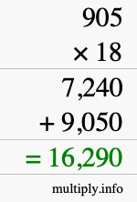 How to calculate 905 times 18 using long multiplication How to calculate 905 times 18 using long multiplication