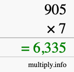How to calculate 905 times 7 using long multiplication How to calculate 905 times 7 using long multiplication
