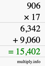 How to calculate 906 times 17 using long multiplication