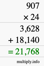 How to calculate 907 times 24 using long multiplication How to calculate 907 times 24 using long multiplication