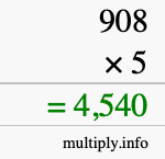 How to calculate 908 times 5 using long multiplication How to calculate 908 times 5 using long multiplication