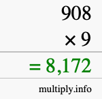 How to calculate 908 times 9 using long multiplication How to calculate 908 times 9 using long multiplication