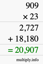 How to calculate 909 times 23 using long multiplication How to calculate 909 times 23 using long multiplication