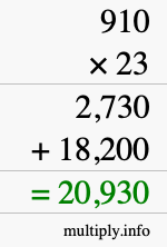 How to calculate 910 times 23 using long multiplication How to calculate 910 times 23 using long multiplication