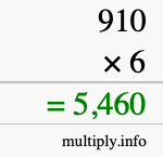 How to calculate 910 times 6 using long multiplication