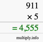 How to calculate 911 times 5 using long multiplication How to calculate 911 times 5 using long multiplication