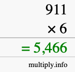 How to calculate 911 times 6 using long multiplication