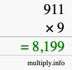 How to calculate 911 times 9 using long multiplication How to calculate 911 times 9 using long multiplication
