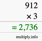 How to calculate 912 times 3 using long multiplication