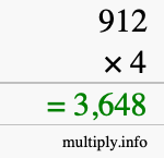 How to calculate 912 times 4 using long multiplication How to calculate 912 times 4 using long multiplication