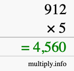How to calculate 912 times 5 using long multiplication How to calculate 912 times 5 using long multiplication
