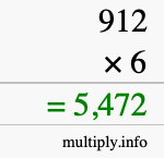 How to calculate 912 times 6 using long multiplication