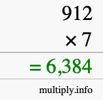 How to calculate 912 times 7 using long multiplication
