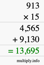 How to calculate 913 times 15 using long multiplication How to calculate 913 times 15 using long multiplication