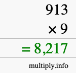 How to calculate 913 times 9 using long multiplication How to calculate 913 times 9 using long multiplication