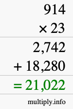 How to calculate 914 times 23 using long multiplication How to calculate 914 times 23 using long multiplication