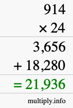 How to calculate 914 times 24 using long multiplication How to calculate 914 times 24 using long multiplication
