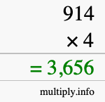 How to calculate 914 times 4 using long multiplication