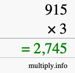How to calculate 915 times 3 using long multiplication How to calculate 915 times 3 using long multiplication