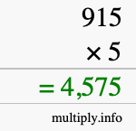 How to calculate 915 times 5 using long multiplication How to calculate 915 times 5 using long multiplication