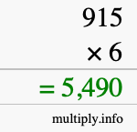 How to calculate 915 times 6 using long multiplication
