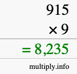 How to calculate 915 times 9 using long multiplication How to calculate 915 times 9 using long multiplication