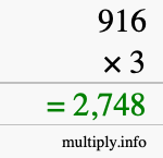 How to calculate 916 times 3 using long multiplication How to calculate 916 times 3 using long multiplication