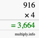 How to calculate 916 times 4 using long multiplication How to calculate 916 times 4 using long multiplication