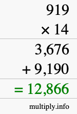 How to calculate 919 times 14 using long multiplication How to calculate 919 times 14 using long multiplication